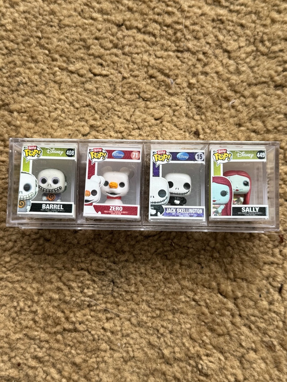 Funko Bitty Pop! NBC Barrel, Zero, Jack Skellington, and Sally